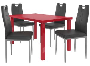 Zestaw ROBERTO czerwony + 4 krzesła czarny