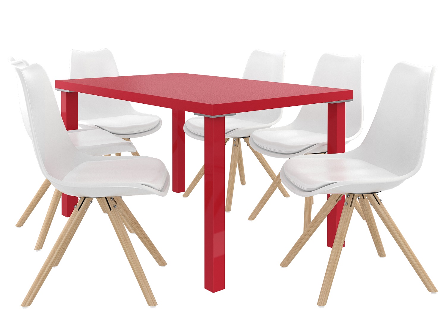 Zestaw AMARETO czerwony + 6 krzeseł biały