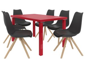 Zestaw AMARETO czerwony + 6 krzeseł czarny