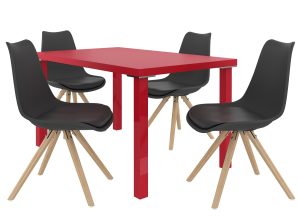 Zestaw AMARETO czerwony + 4 krzesła czarny