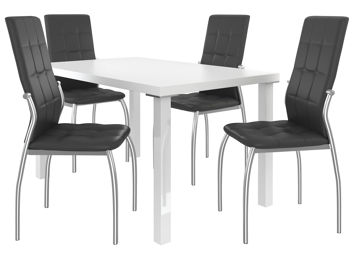 Zestaw LORENO biały + 4 krzesła czarny