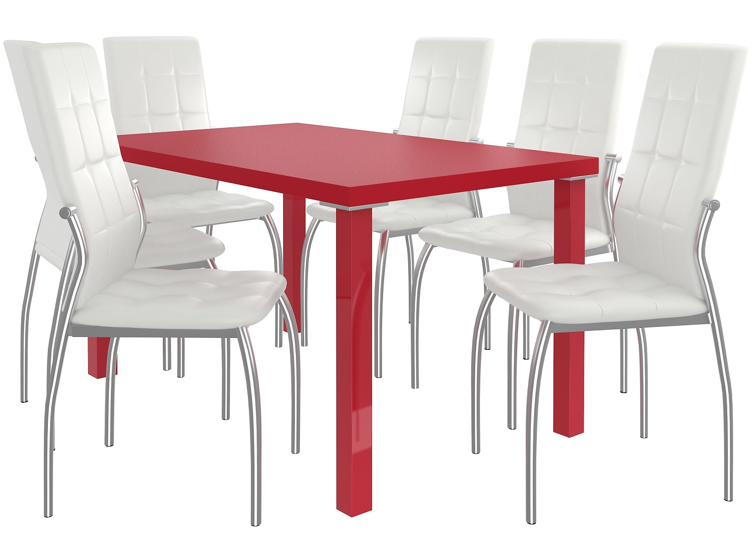 Zestaw LORENO czerwony + 6 krzeseł biały