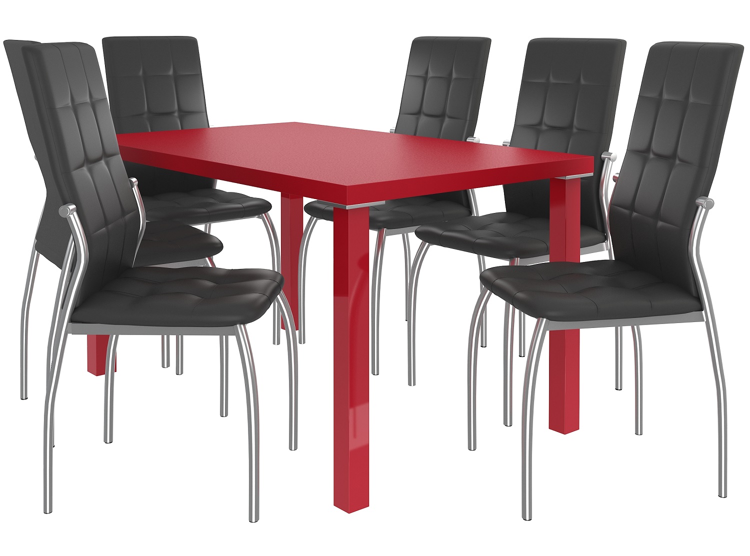 Zestaw LORENO czerwony + 6 krzeseł czarny