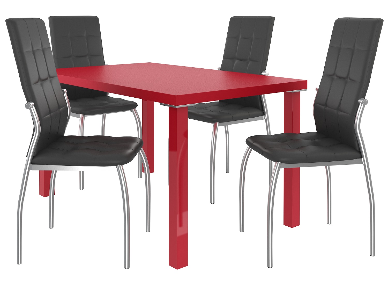 Zestaw LORENO czerwony + 4 krzesła czarny