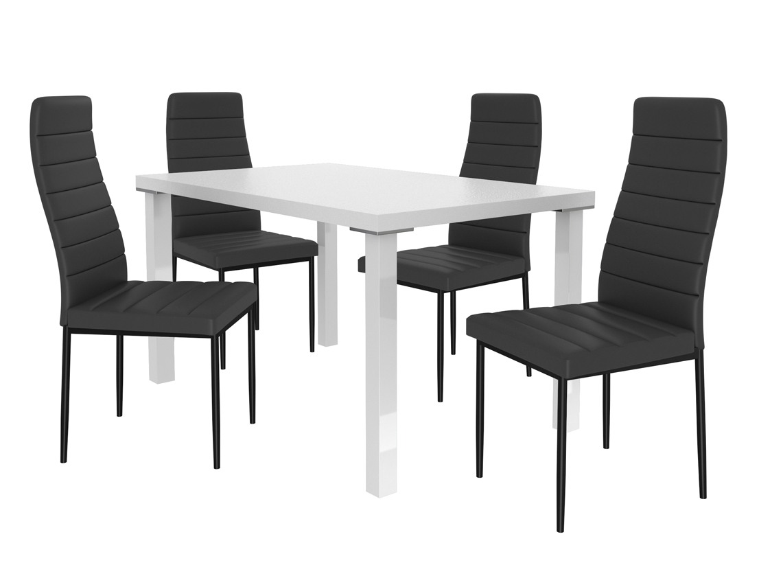 Zestaw MODERNO biały + 4 krzesła czarny