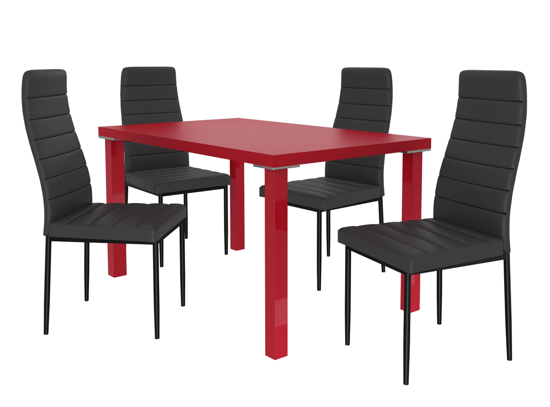 Zestaw MODERNO czerwony + 4 krzesła czarny