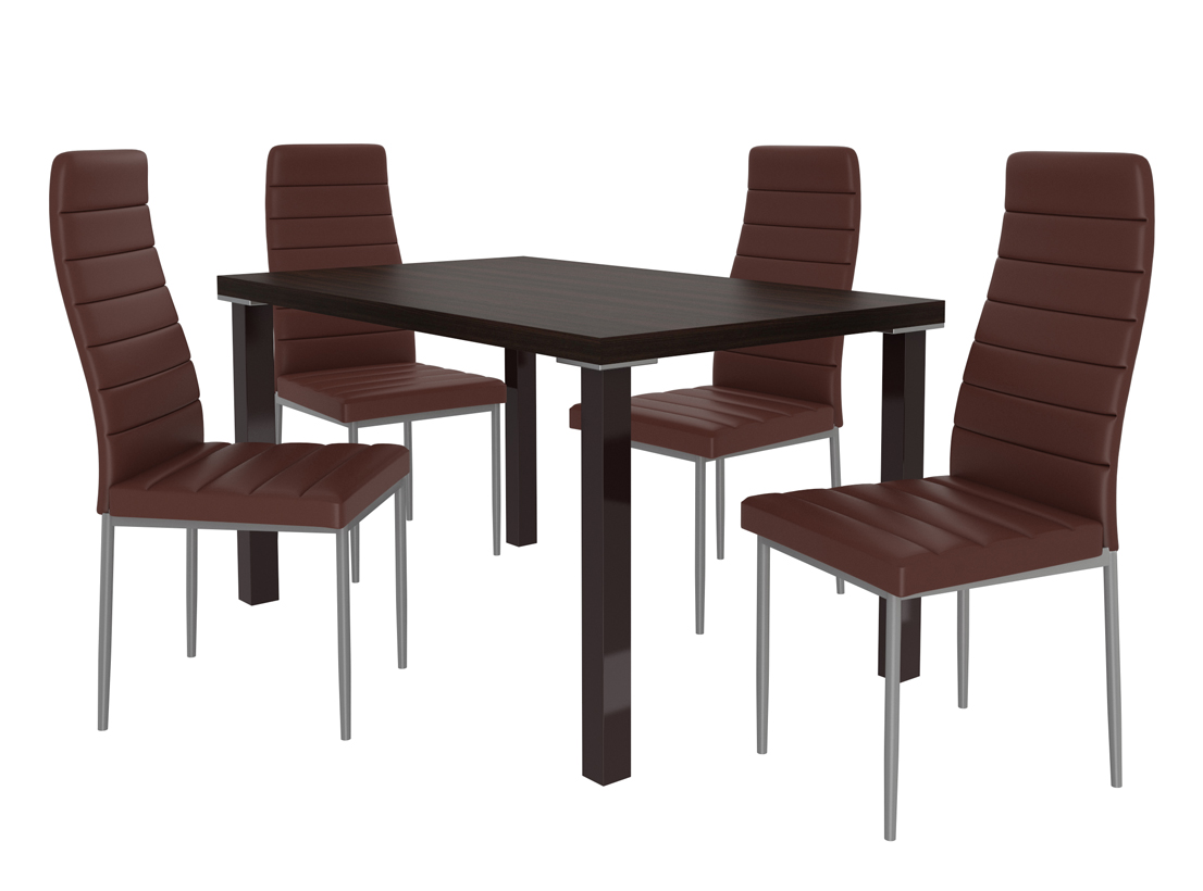 Zestaw MODERNO kasztan + 4 krzesła brązowy