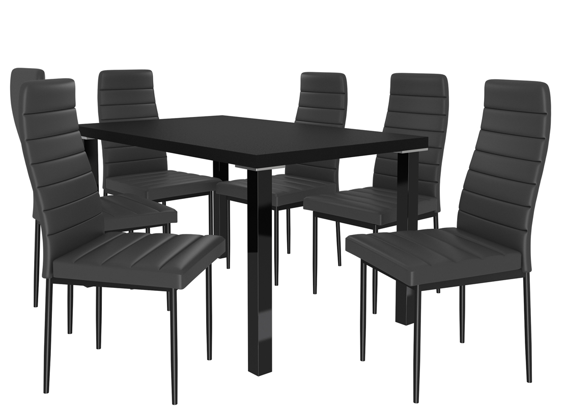 Zestaw MODERNO czarny + 6 krzeseł czarny