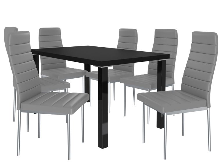 Zestaw MODERNO czarny + 6 krzesłeł popiel MOD/0/ZES/B/6P