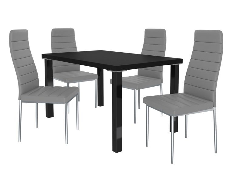 Zestaw MODERNO czarny + 4 krzesła popiel MOD/0/ZES/B/4P