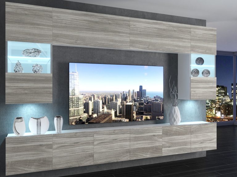 Meblościanka 300 cm TV/RTV szary antracyt grafitowy Producent IMP 1/5/W/GW1/0/0