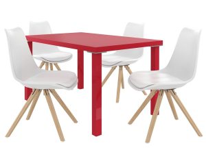 Zestaw AMARETO czerwony + 4 krzesła biały