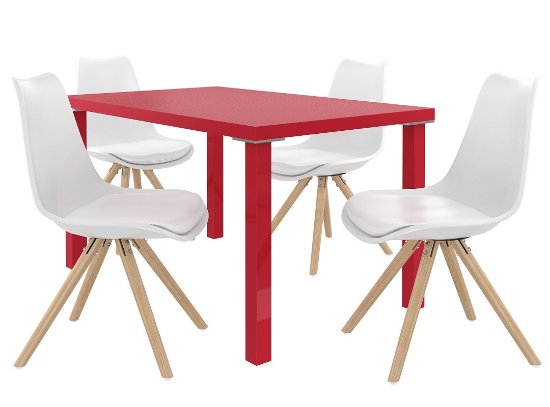 Zestaw AMARETO czerwony + 4 krzesła biały