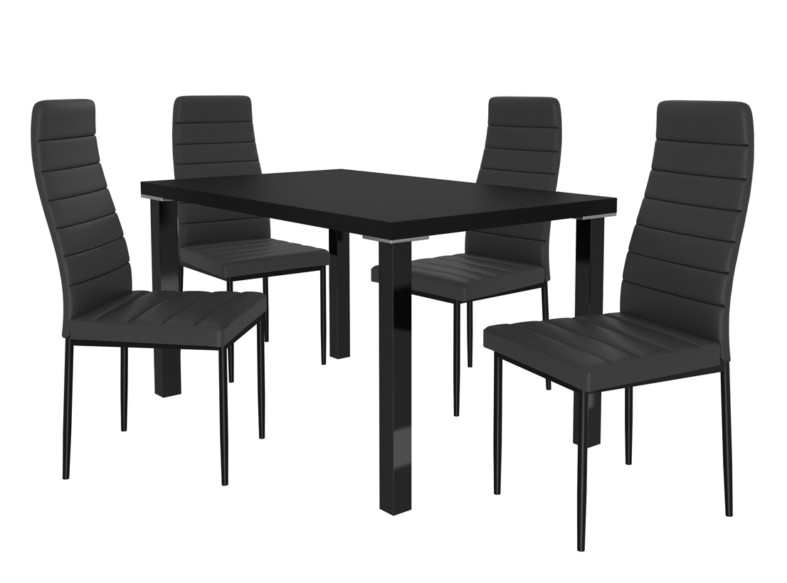 Zestaw MODERNO czarny + 4 krzesła czarny