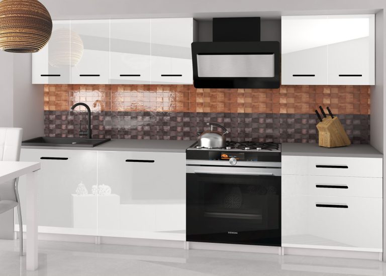 Meble kuchenne 180 cm białe połysk z blatem Producent INF SONIK2/2/WT/W/0/B1