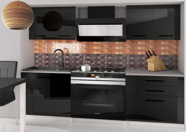 Meble kuchenne 120 cm czarne połysk bez blatu Producent INF TIESTO2/2/WT/B/BB/B1