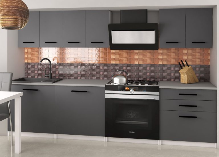 Meble kuchenne 180 cm szare antracyt grafitowe z blatem Producent TOR SONIK2/3/WT/SR/0/B1
