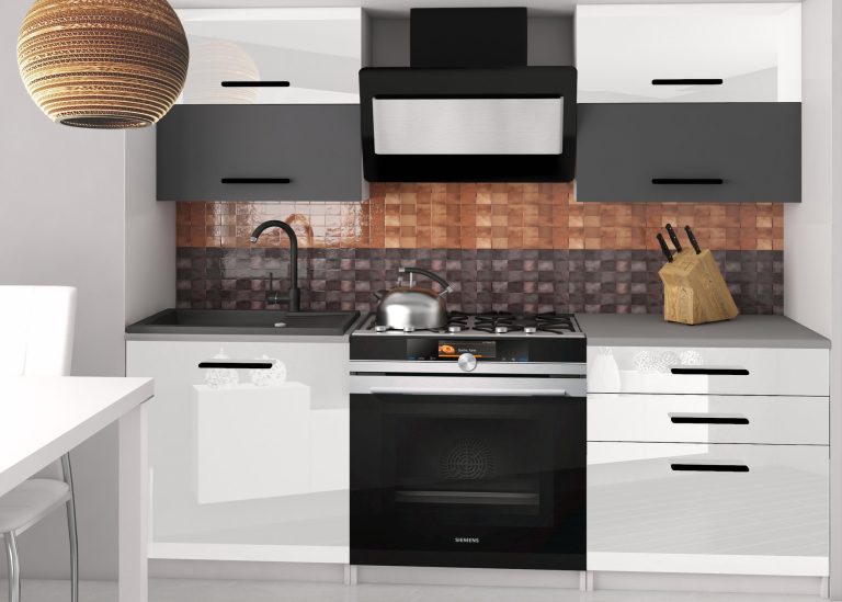Meble kuchenne 120 cm białe połysk szary antracyt grafitowy z blatem Producent INF ELEGANTA2/2/WT/WSRW/0/B1