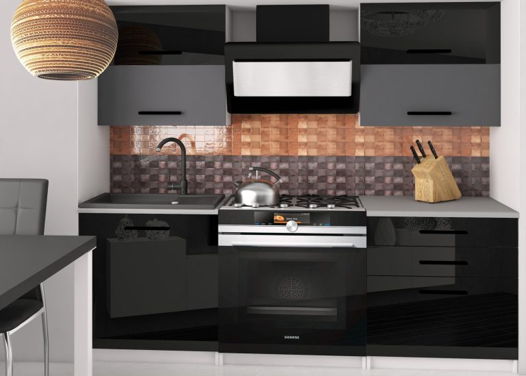 Meble kuchenne 120 cm czarne połysk szary antracyt grafitowy bez blatu Producent INF ELEGANTA2/2/WT/BSRB/BB/B1