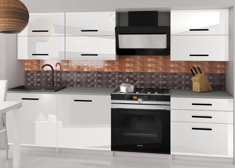 Meble kuchenne 180 cm białe połysk z blatem Producent INF PRIMERA2/3/WT/W/0/B1