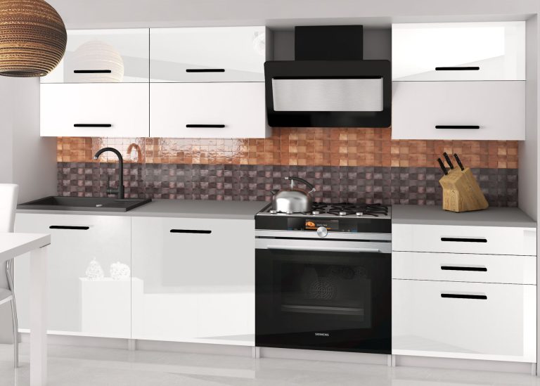 Meble kuchenne 180 cm białe połysk biały mat z blatem Producent INF PRIMERA2/2/WT/WWTW/0/B1