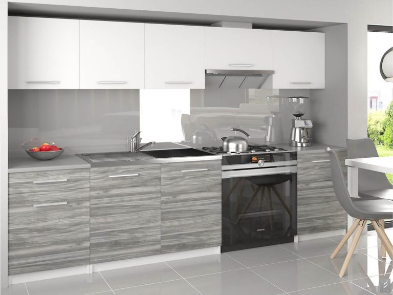 Meble kuchenne 240 cm białe mat szara antracyt grafitowe z blatem Producent TOR UNIQA3/3/WT/WTGW1/0/E