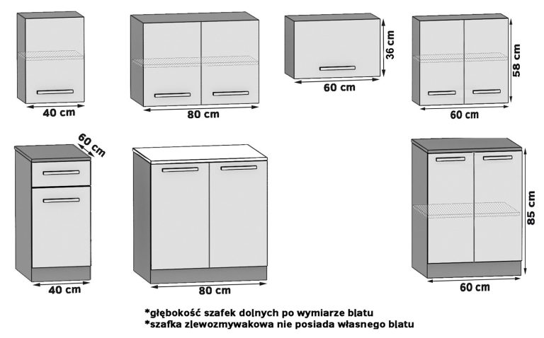 Meble kuchenne 240 cm dębowe dąb wotan dąb sonoma z blatem Producent TOR UNIQA2/5/WT/DW/0/B1