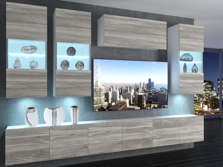 Meblościanka 300 cm TV/RTV szary antracyt grafitowy Producent IMP 5/5/W/GW1/0/0
