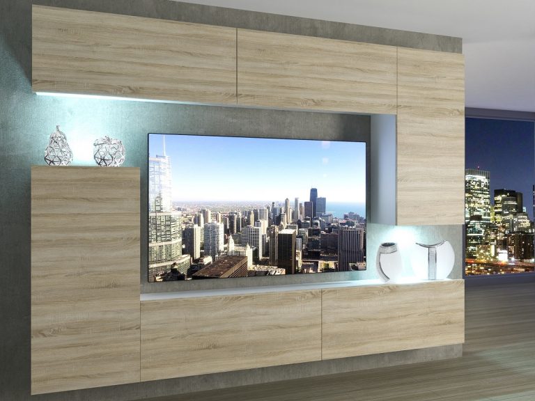 Meblościanka 250 cm TV/RTV dębowa dąb wotan dąb sonoma Producent IMP 8/5/W/DS/0/0