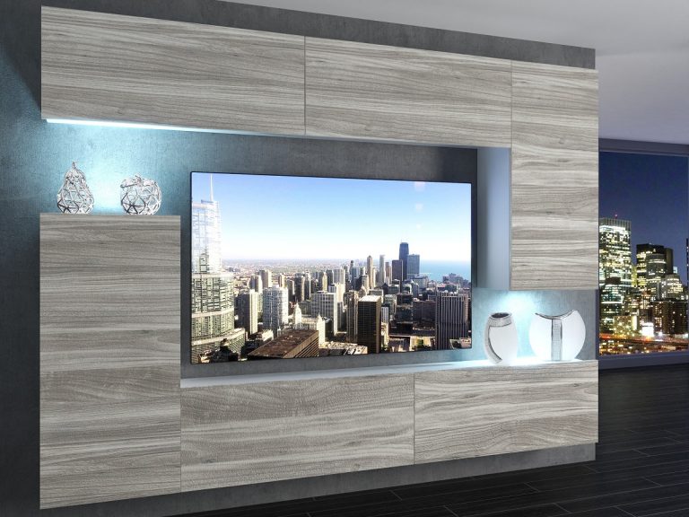 Meblościanka 250 cm TV/RTV szara antracyt grafitowa Producent IMP 8/5/W/GW1/0/0