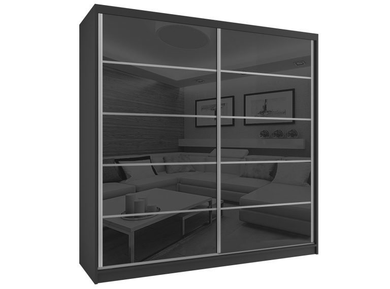Szafa przesuwna 133 cm czarny połysk Producent BH SZP2/2/B/WI/5B/HI