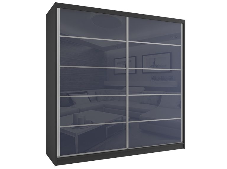 Szafa przesuwna 133 cm szary stalowy połysk Producent BH SZP2/2/B/WI/5S/HI