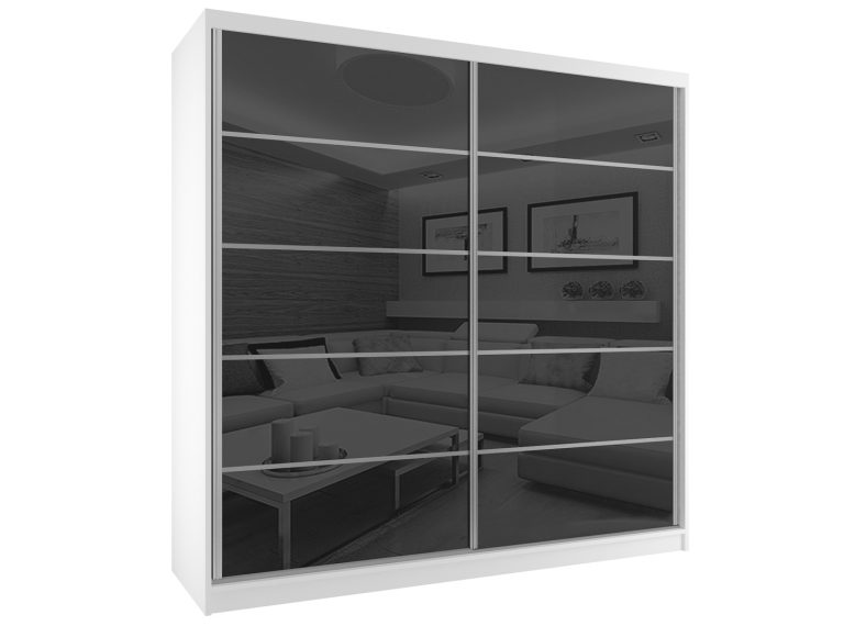 Szafa przesuwna 133 cm czarny połysk Producent BH SZP2/2/W/WI/5B/HI