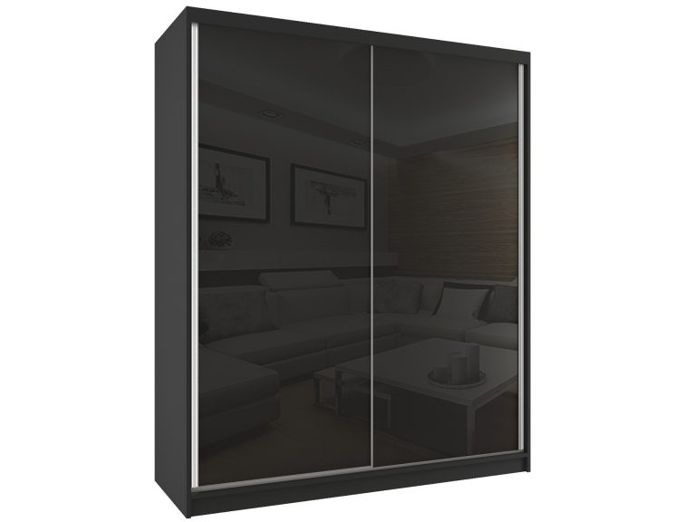 Szafa przesuwna 158 cm czarny połysk Producent BM SZP3/2/B/W/B/HI