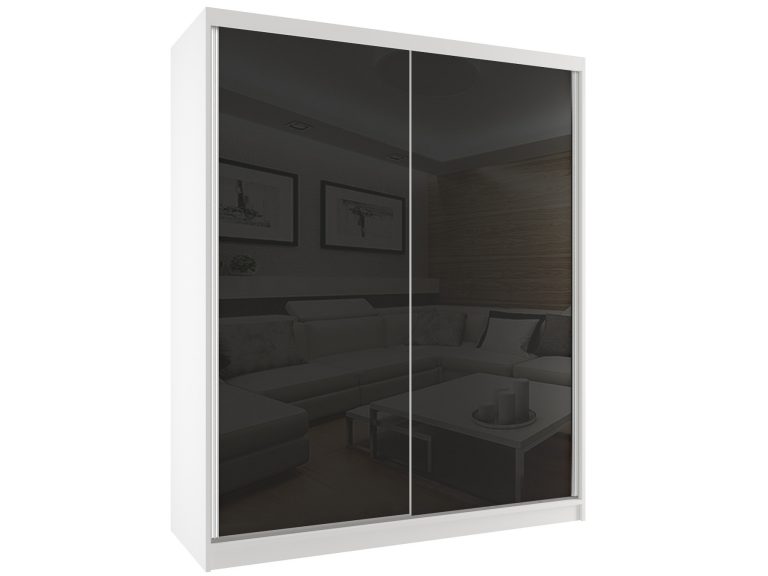 Szafa przesuwna 158 cm czarny połysk Producent BM SZP3/2/W/W/B/HI