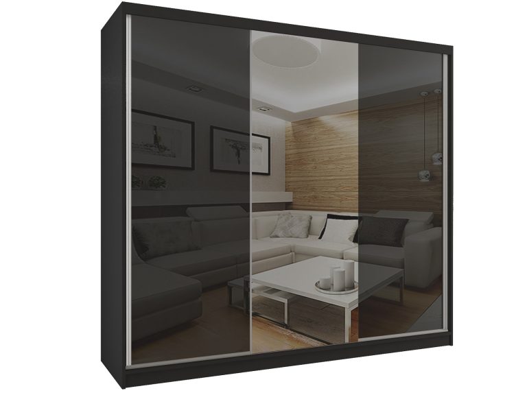 Szafa przesuwna 232 cm z lustrem czarny połysk Producent BM SZP4/2/B/WI/2B1L/HI