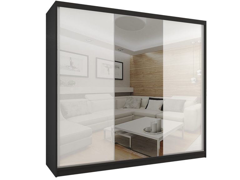 Szafa przesuwna 232 cm z lustrem biały połysk Producent BM SZP4/2/B/WI/2W1L/HI