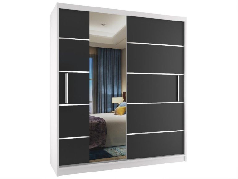 Szafa przesuwna 133 cm z lustrem czarna heban ciemna Producent MBP SZP2/2/W/B/0/AL