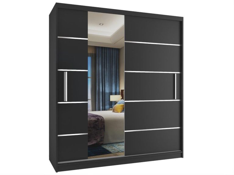 Szafa przesuwna 133 cm z lustrem czarna heban ciemna Producent MBP SZP2/2/B/B/0/AL