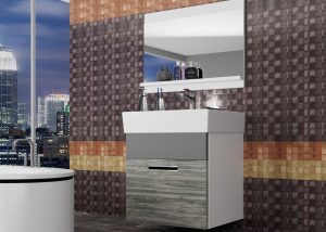 Meble łazienkowe szafki z umywalką z lustrem szare antracyt grafitowe Producent KOR M 1/1/W/GWSR/0/ZW