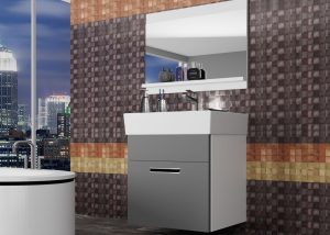 Meble łazienkowe szafki z umywalką z lustrem szare antracyt grafitowe Producent KOR M 1/1/W/SR/0/ZW