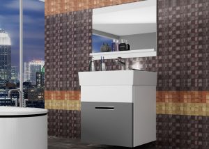 Meble łazienkowe szafki z umywalką z lustrem szare antracyt grafitowe Producent KOR M 1/1/W/SRW/0/ZW