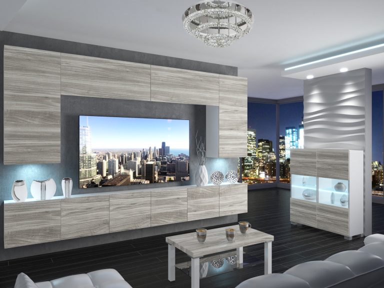 Meblościanka 300 cm TV/RTV szary antracyt grafitowy Producent IMP PRIMO 2/5/W/GW1/0/0