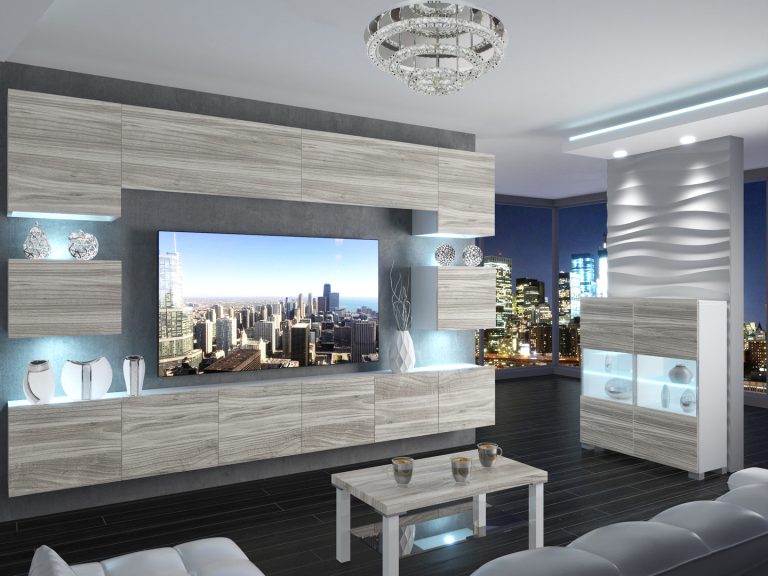 Meblościanka 300 cm TV/RTV szary antracyt grafitowy Producent IMP PRIMO 3/5/W/GW1/0/0