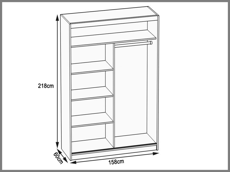Szafa przesuwna 158 cm z lustrem biała mat Producent ME SZP3/2/B/W/0/AL