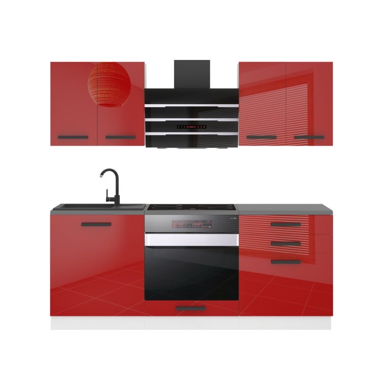 Meble kuchenne Premium Full Version 180 cm czerwone połysk z blatem Producent INF MARY/0/WT/R/B/B1