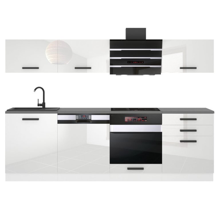Meble kuchenne Premium Full Version 240 cm białe połysk z blatem Producent INF LINDA/0/WT/W/B/B1