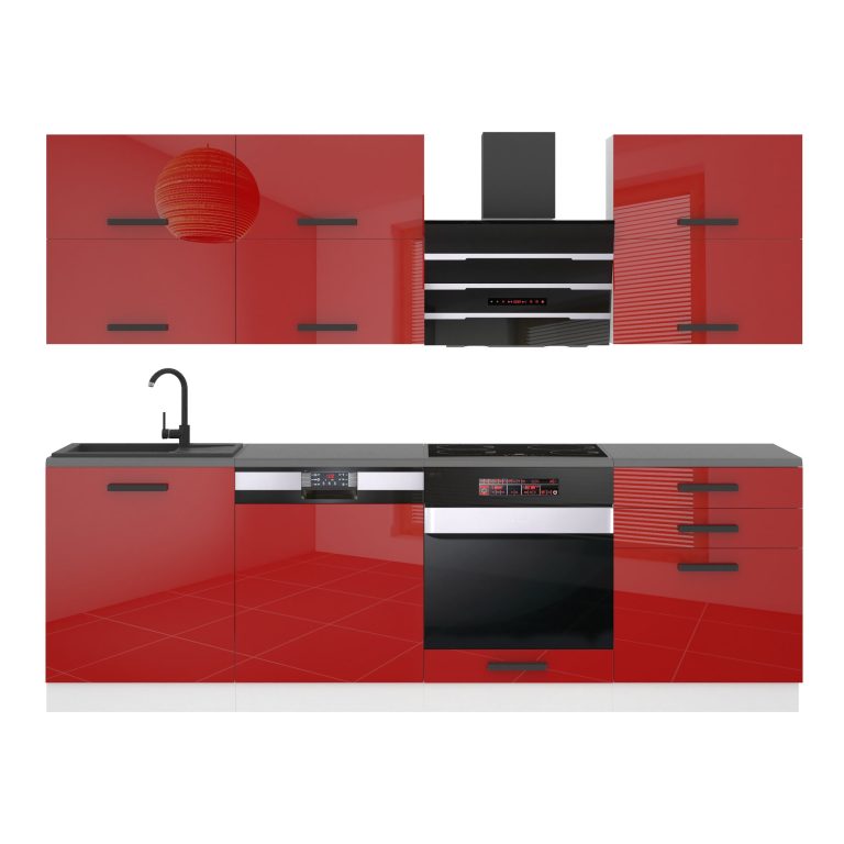 Meble kuchenne Premium Full Version 240 cm czerwone połysk bez blatu Producent INF MADISON/0/WT/R/0/B1