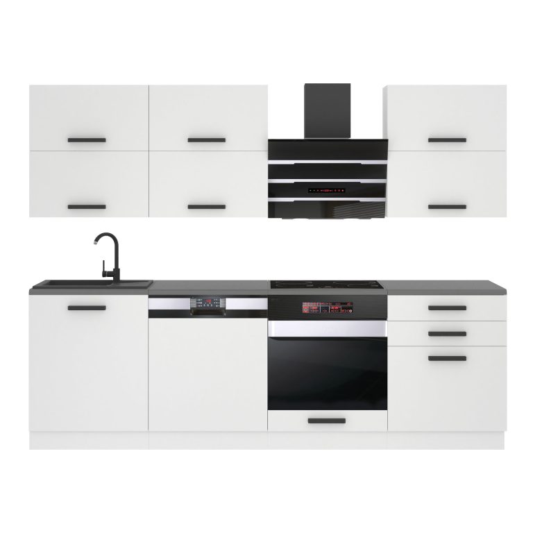 Meble kuchenne Premium Full Version 240 cm białe mat z blatem Producent TOR MADISON/0/WT/WT/B/B1