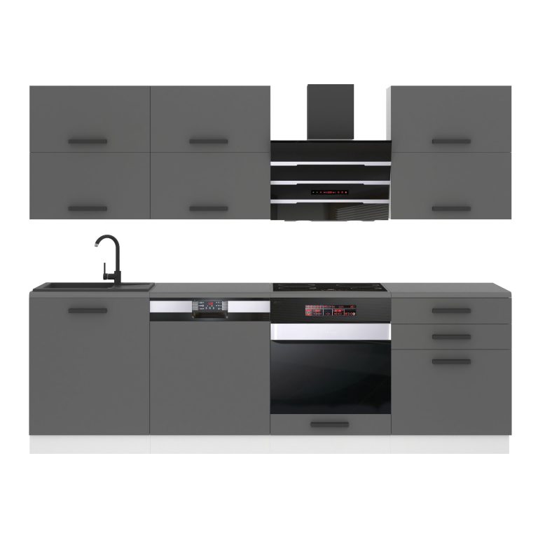Meble kuchenne Premium Full Version 240 cm szare antracyt grafitowe z blatem Producent TOR MADISON/0/WT/SR/B/B1